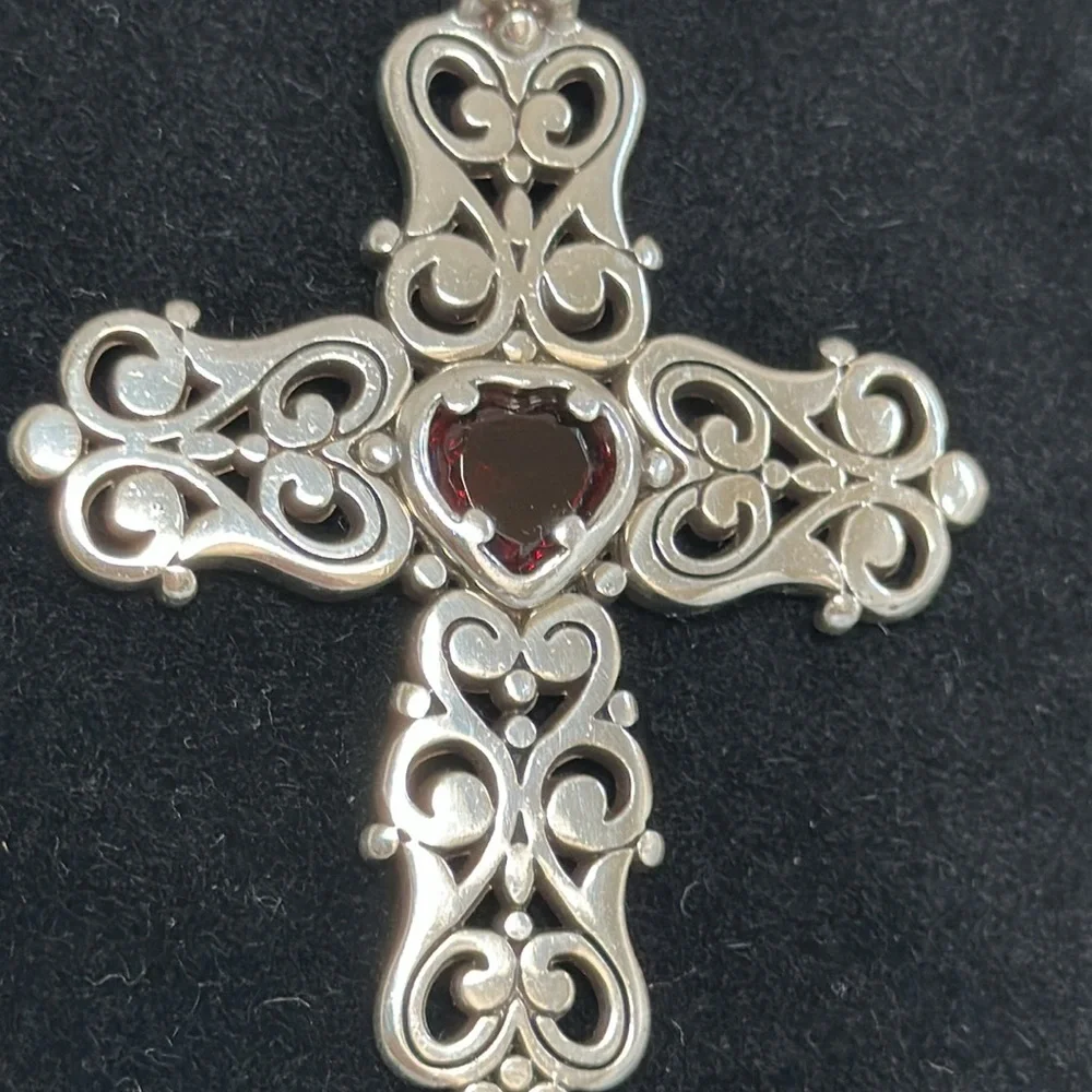 Brighton cross necklace with red crystal